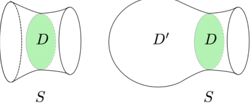 Figure 2.2. If the surface S ⊂ M is incompressible, then for every disc D ⊂ M such that