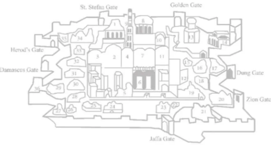 Figure 12 The scheme of Jerusalem, Saydanaiya proskynetaria, 1738-9, Saydanaiya Monastery.