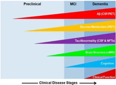 Figure 2: Different stages of AD progression with different biomarkers 
