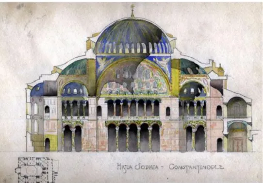 Figura 06. Sezione longitudinale della Basilica “Hajia Sophia” prima dell’adeguamento 