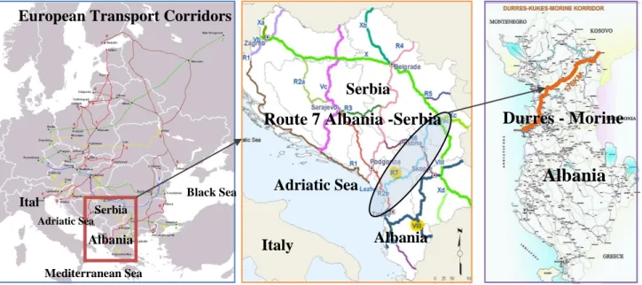 Figure 4.2 Durres- Morine segment, part of Route VII between Albania and Serbia 