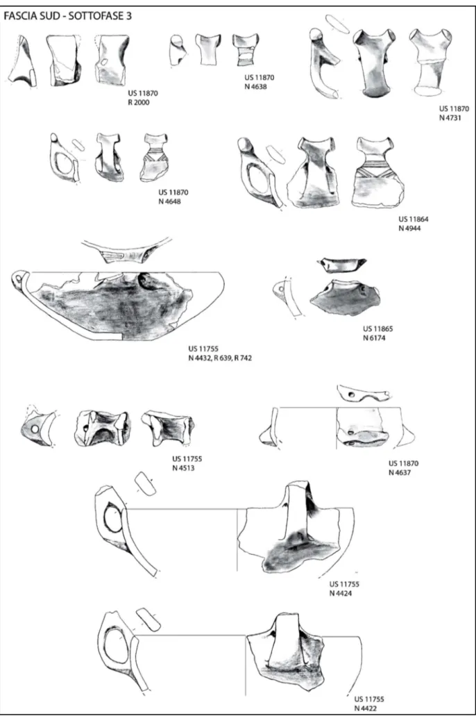 Figura 4.39: rappresentazione grafica di una selezione di reperti relativi alla Sottofase 3 – Struttura 2 (scala 1:3) 