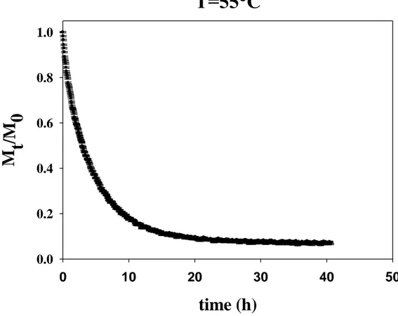 Fig. 26. Moisture ratio of parallelepiped pear sample during drying at T=55°C. 