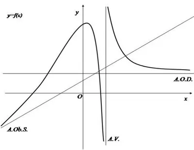 fig. 4 – grafico di funzione con i tre asintoti