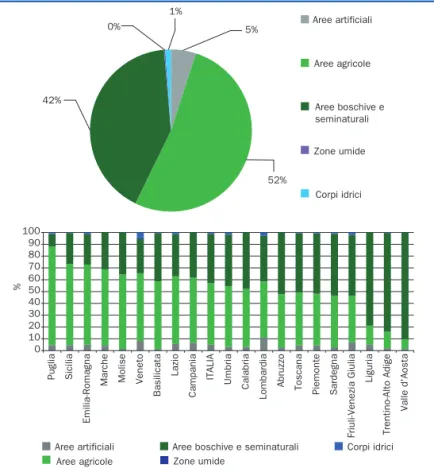 Figura  8.7: Distribuzione per centuale  dell’uso del suolo per