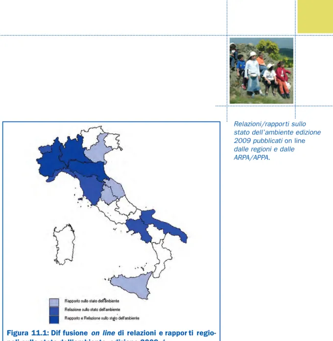 Figura 11.1: Dif fusione  on  line di  relazioni e rappor ti  regio- regio-nali sullo stato dell’ambiente, edizione 2009 4