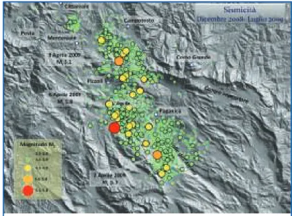 Figura 7.3: Localizzazione della sequenza sismica aquilana da