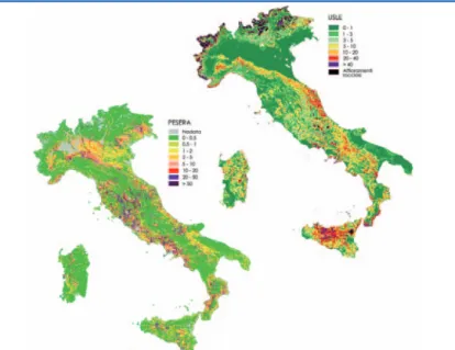 Figura 8.3: Valutazione del rischio d’erosione idrica attuale (t *