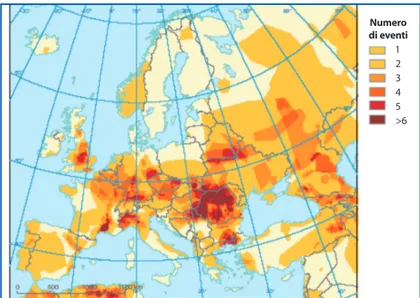 Figura 1.9: Numero di eventi alluvionali in Europa dal 1998