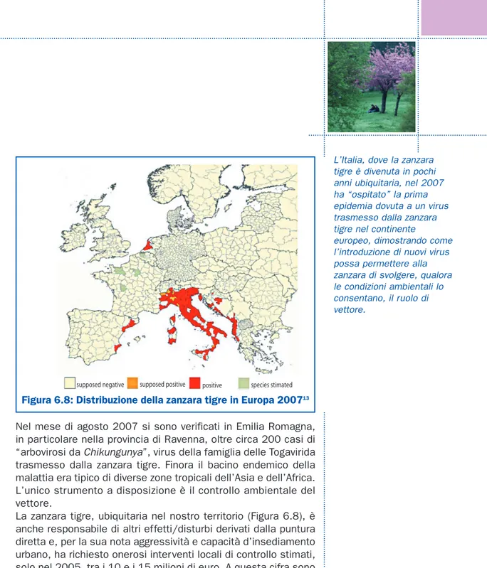 Figura 6.8: Distribuzione della zanzara tigre in Europa 2007 13