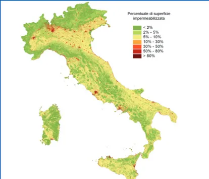 Figura 8.6: Carta nazionale dell’impermeabilizzazione del suolo