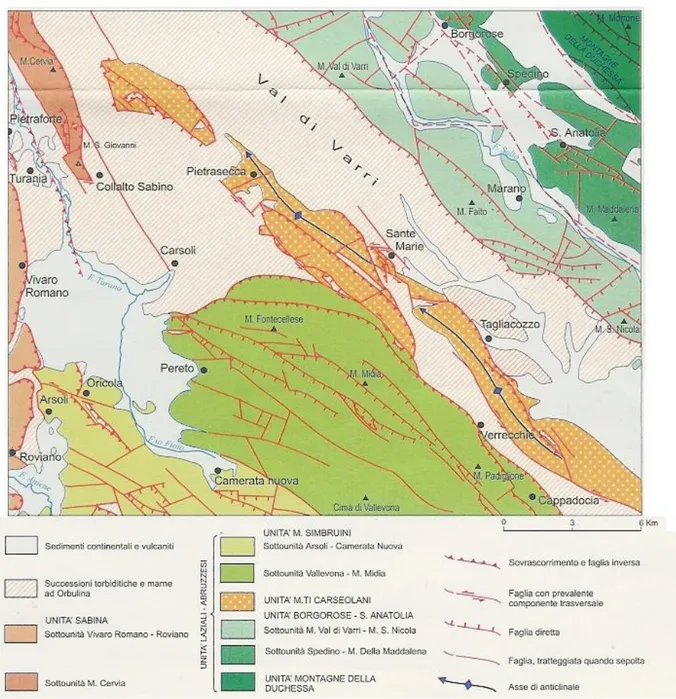 Figura 5 – Carta del Servizio Geologico d’Italia  Foglio 367 – “Tagliacozzo” in scala 1:50.000