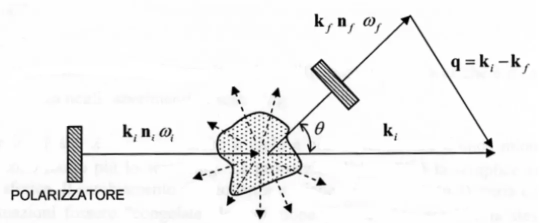 Figura 2.1: Vettori d’onda della luce polarizzata iniziale e finale