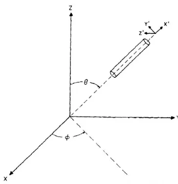 Figura 1.3.1: sistema di riferimento nel caso di molecole a simmetria cilindrica  