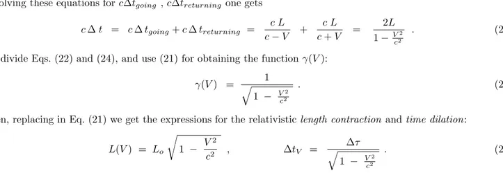 FIG. 5: A light pulse traveling a round trip between the ends of a bar, as regarded in the frame where the bar moves with velocity V.