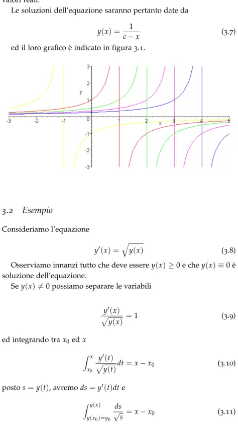 Figure 3.1: 3.2 Esempio Consideriamo l’equazione y 0 ( x ) = q y ( x ) (3.8)