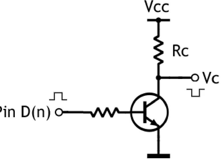 Figura 4: Transistor collegato ad Arduino con Rb
