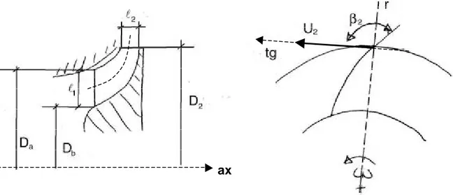 Figura 4.3: Schema di massima della sezione meridiana di una pompa centrifuga. 