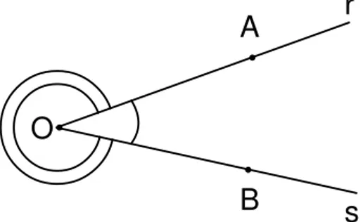 Figura 1.1: I due angoli piani definiti dalle due semirette r e s La definizione 1.1.1 ne implica immediatamente un’altra: