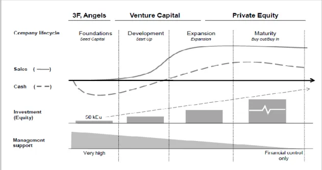 Figura 5: Finanziatori durante il ciclo di vita della startup. 