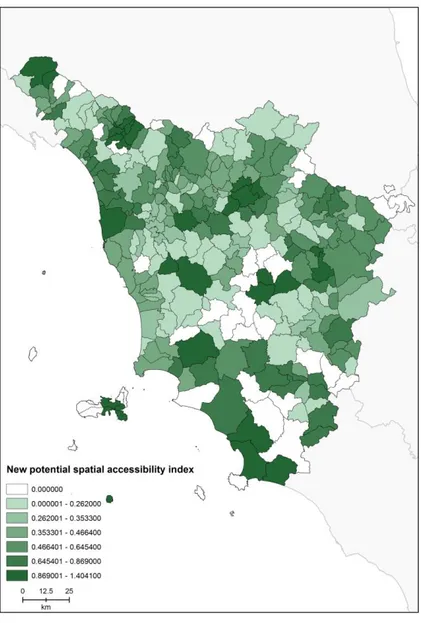 Figure 2.18 New potential spatial accessibility index within 15 minutes 
