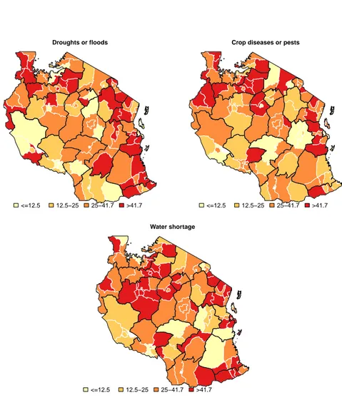 Figure 2 – Perceived environmental shocks by Tanzanian households across districts.
