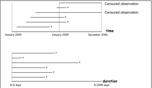 Figure 1 – Diagram of the construction of data for the purposes of estimating survival curves