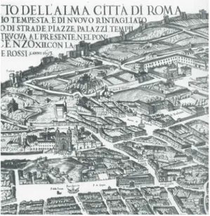 Figura 1c A. Tempesta, Disegno et Prospetto dell’Alma Città di Roma …, ri- ri-stampa 1693, area di piazza di Spagna (particolare).