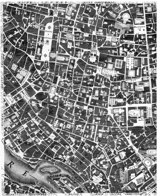 Figura 3 G. B. Nolli, Pianta grande di Roma (1748), area di piazza Navona - -Campidoglio (particolare).