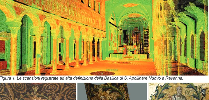 Figura 1. Le scansioni registrate ad alta definizione della Basilica di S. Apollinare Nuovo a Ravenna.