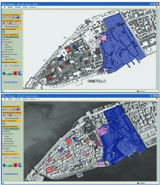 Figura  4.  Interfaccia  web-GIS  per  la  consultazione  della  cartografia  digitale  in  scala  1:10.000  delle  aree  vincolate.