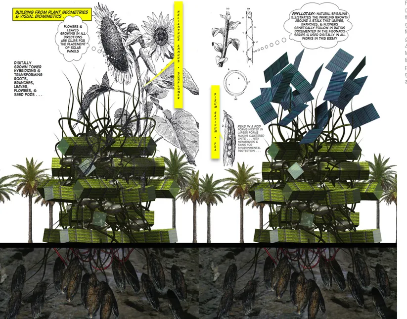 Fig.  10.  Arizona  Tower.  (2006).  Two  pages  from  the comic book I wrote as a  guide to design-biomimetics  for master students