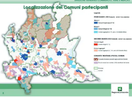 Fig. 1. Regione Lombardia: i Distretti  Urbani e Diffusi del Commerci Fonte: Regione Lombardia, Direzione  Generale Commercio, Fiere e Mercati,  2009.