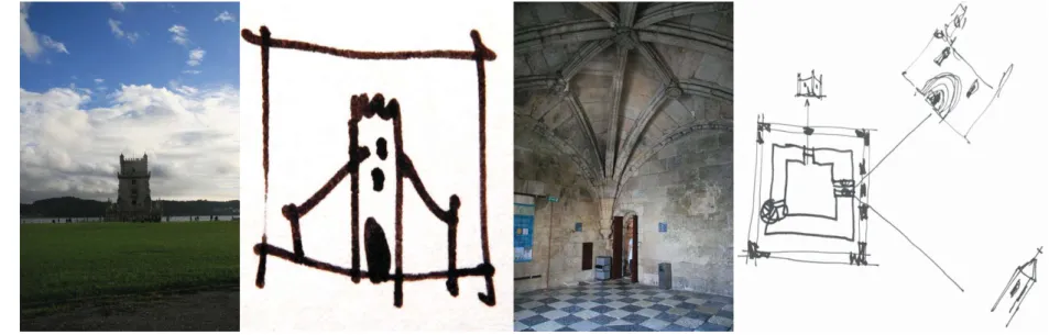 Figura  n. 15 a - 15 b - 15 c - 15 d.    Elementi simbolici della casa da dove si è partito: sagoma della chiesa romanica