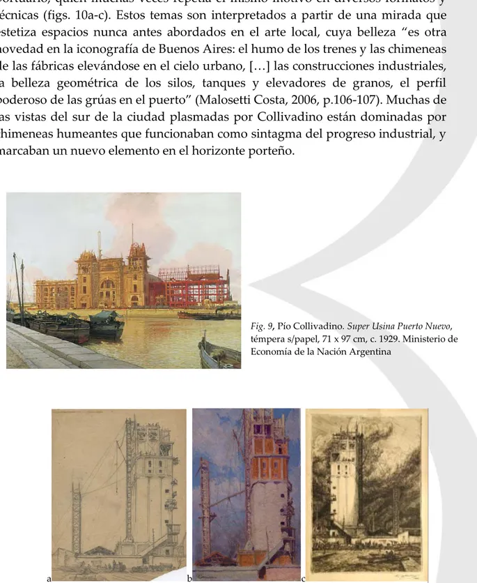 Fig.  10,  a.  Pío  Collivadino.  Elevador,  óleo  s/cartón,  35,6  x  25,5  cm.  b.  Elevador,  lápiz  s/papel,  27,5  x  22,5  cm