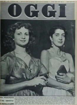Figure 3. Maria Pia Casilio from Umberto D. at Cannes with Princess Maria Francesca of Savoy, in Oggi 15 May 1952