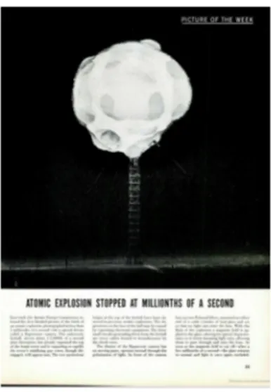 Figure 7: “Atomic Explosion Stopped at Millionths of A Second.” Life, 9 November 1953, p