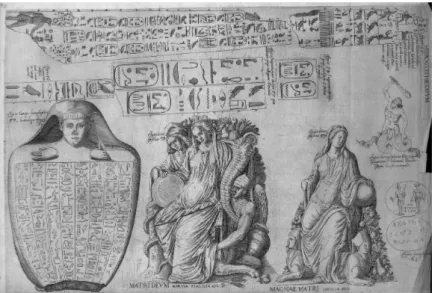 Fig. 6 Vaso canopo, geroglifici, bassorilievo raffigurante l’Abbondanza, da  Johann Georg Herwart, Thesaurus Hieroglyphicorum.