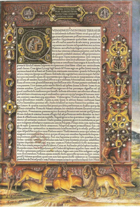 Fig. 5: Girolamo da Cremona, Plutarco, Vite Parallele (Venezia, Nicolaus  Jenson, 1478 c.), Parigi, Bibliothèque Nationale de France, Vélins 700, c