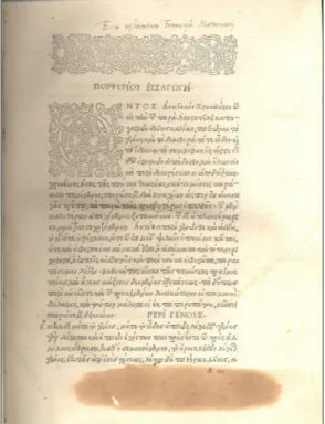 Fig. 2 - Perugia, Biblioteca Comunale Au- Au-gusta: Aristotele, Organon. Edizione di  Aldo Manuzio, 1495 (BAP, Inc