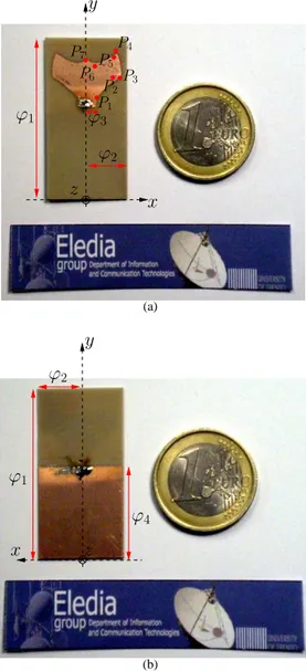 Fig. 1. UWB Dongle Antenna geometry - (a) front view and (b) back view.