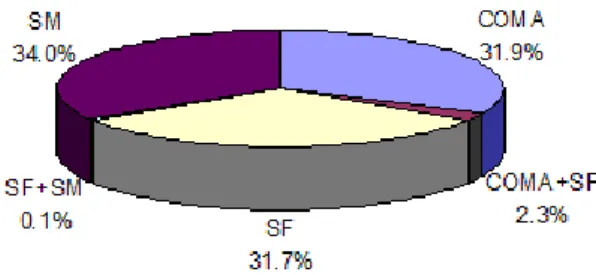 Figure 8 Partition of the false positives as computed by COMA, SF and SM on M 0 .