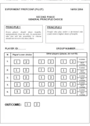 Figure 1a: Form for the general principle selection 