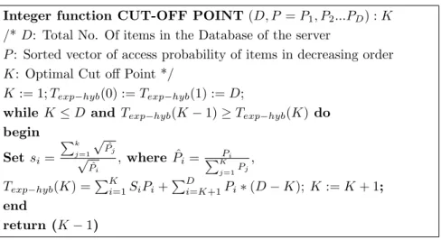 Figure 3.2: Algorithm to set the optimal cut-off point K