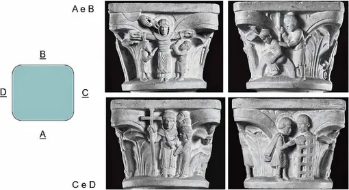 Figura 1. Le quattro facce del capitello. Brescia, Museo di Santa Giulia, &lt; http://www.turismo- http://www.turismo-brescia.it/it/punto-d-interesse/capitello-figurato-con-la-crocifissione-di-santa-giulia &gt;