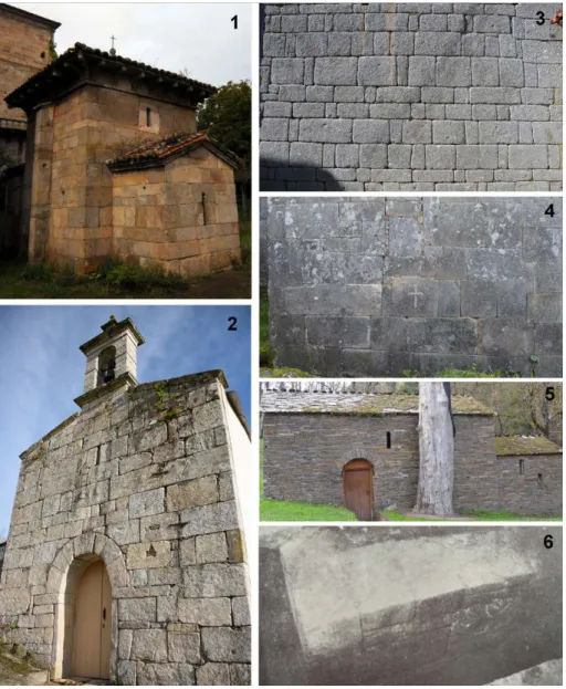 Figura 3. Técnicas constructivas de las iglesias que conservan alzados altomedievales: 1