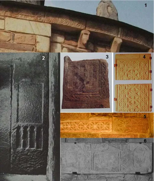 Figura 8. Sillares y placas con relieves I (relieves con motivos geométrico-vegetales): 1