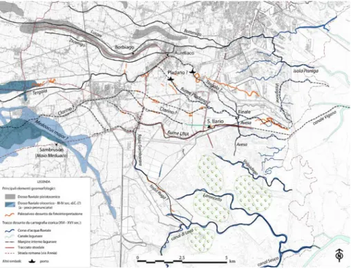 Figura 9. Schema geomorfologico del territorio di Sant’Ilario relativo al periodo altomedievale.