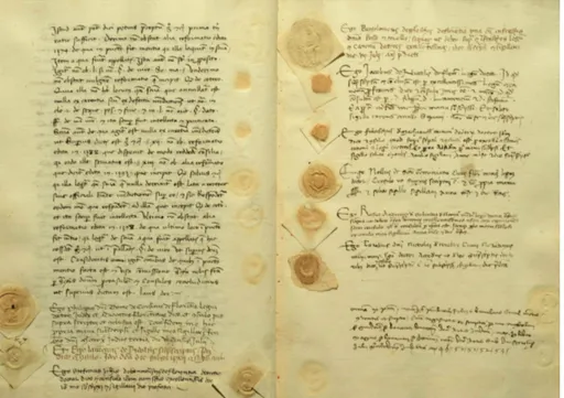 Fig. 3. Firenze, Archivio di Stato, Pareri dei Savi, 3, ff. 19v-20r. Consilium (1410, 7 luglio): sub-