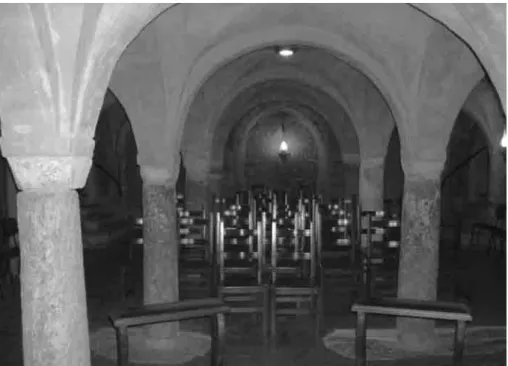 Fig. 5. Santhià, chiesa di Sant’Agata, la cripta vista da est. Foto M. Aimone